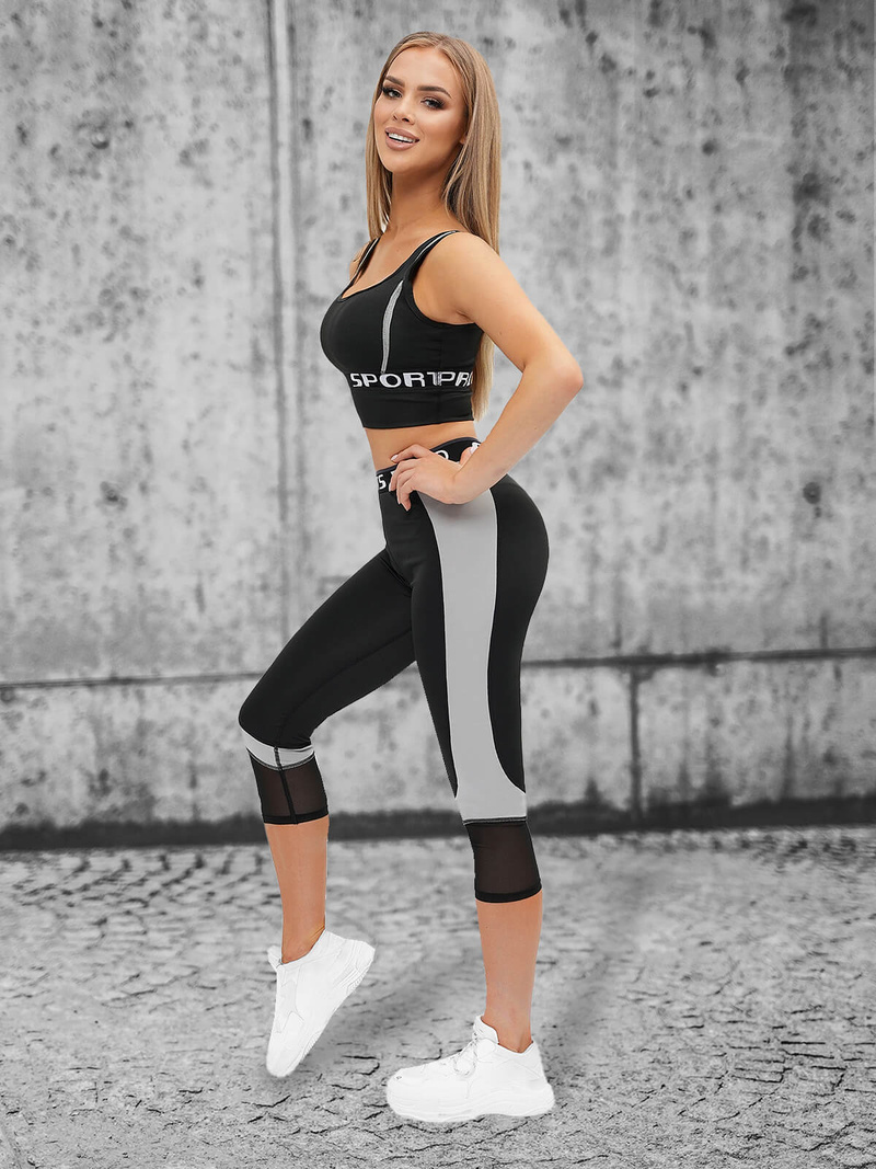 Komplet sportowy dwuczęściowy damski czarny OZONEE O/XL013/1Z