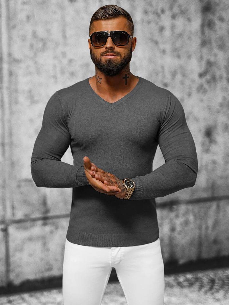 Sweter męski grafitowy OZONEE NB/MMB601/3Z