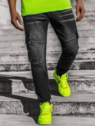 Штани чоловічі джоггери чорний і зелений OZONEE JS/KK1096