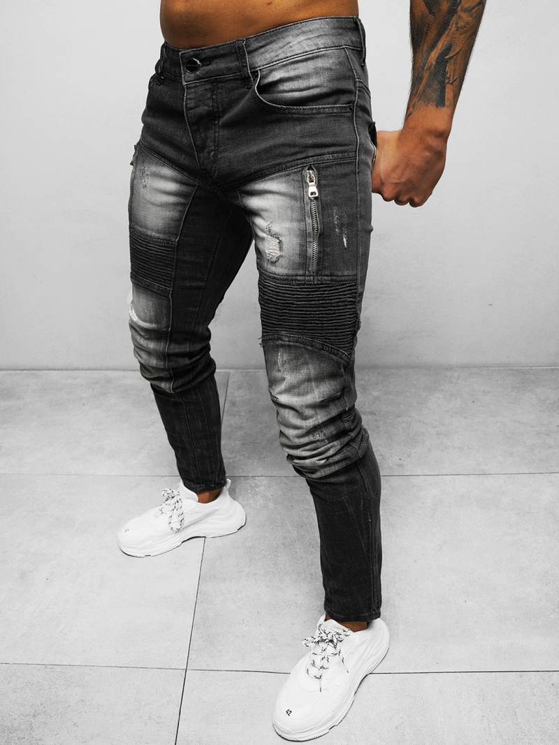 Spodnie jeansowe męskie czarne OZONEE NB/MP0046N