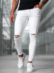 Spodnie jeansowe męskie slim fit białe OZONEE E/5391/01Z