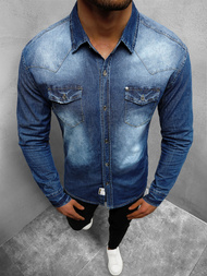 Чоловіча джинсова сорочка Синя OZONEE NB/MC704B