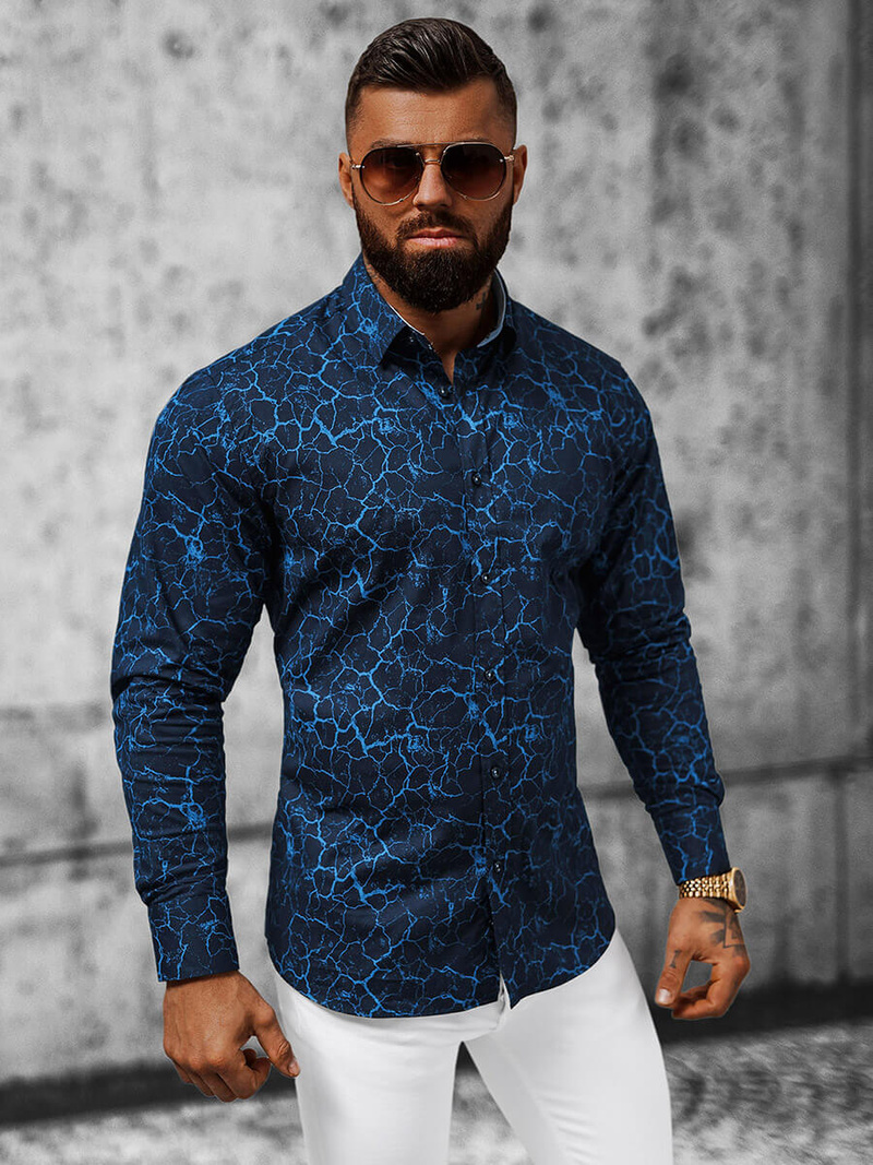 Koszula męska granatowa OZONEE O/V02