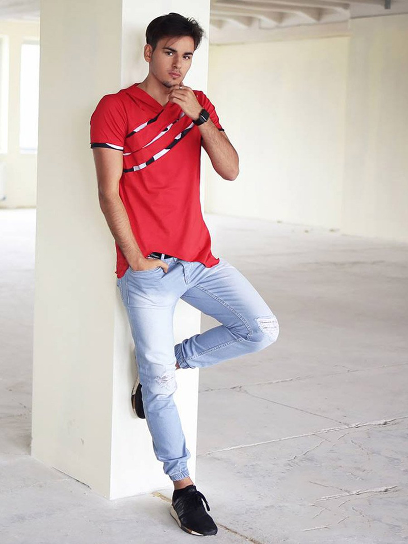 T-Shirt męski czerwony OZONEE A/1185Z