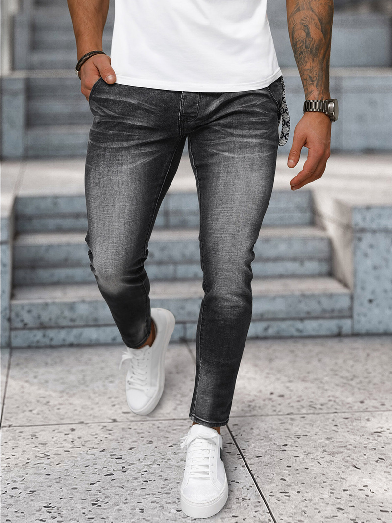 Spodnie jeansowe męskie czarne OZONEE NB/MP0091N