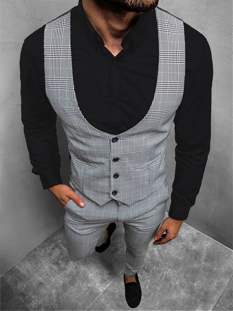 Чоловічий комплект - жилетка та штани чінос Сiро-Зелений OZONEE DJ/5552