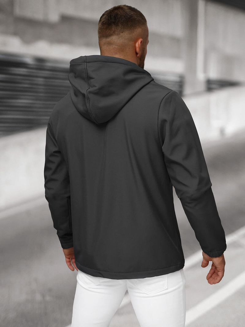 Kurtka softshell męska z kapturem grafitowa OZONEE JS/27B6525/5
