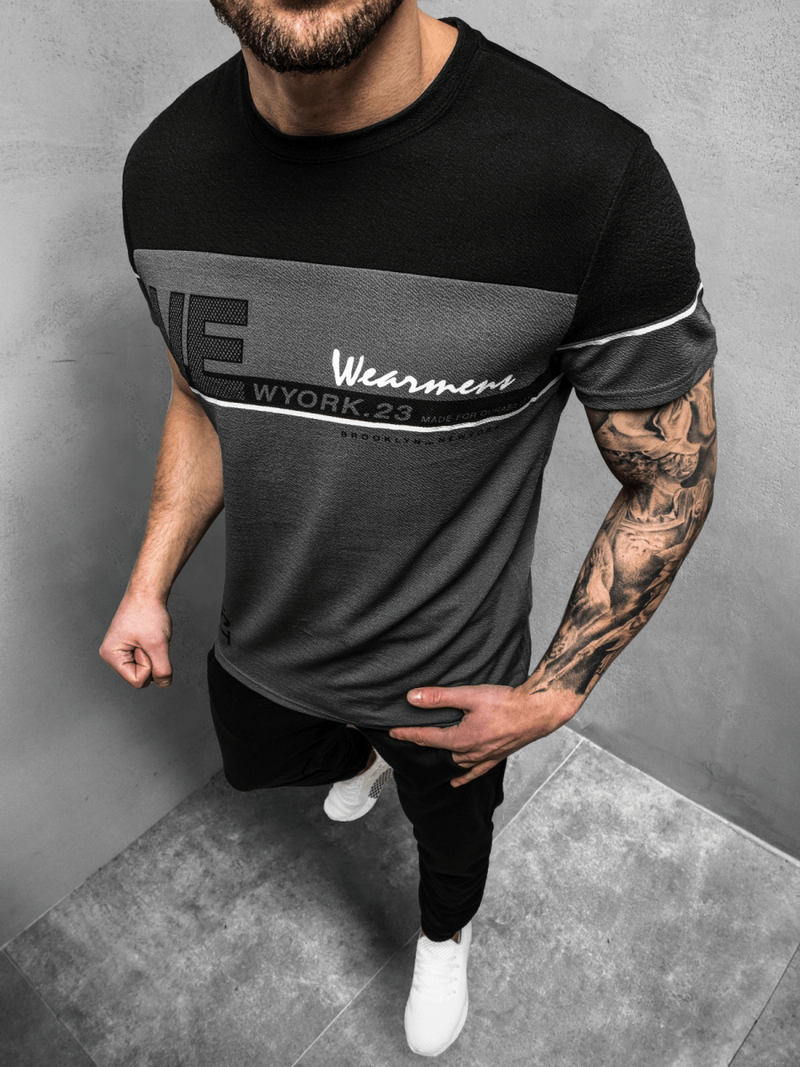 T-Shirt męski grafitowy OZONEE JS/SS11002Z