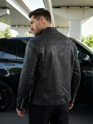 Kurtka skórzana męska czarna OZONEE JS/11Z8066