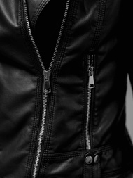 Kurtka skórzana damska ramoneska czarna OZONEE JS/11Z8037