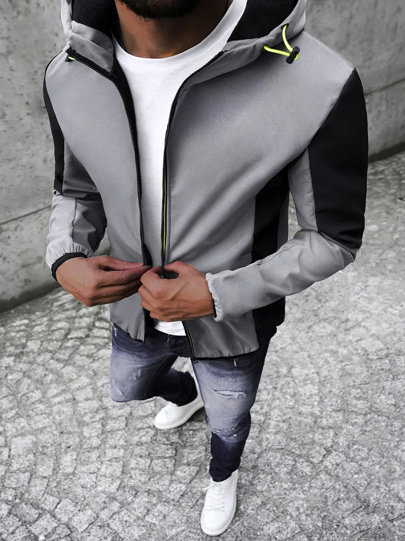 Kurtka softshell męska z kapturem szara OZONEE JS/KS2214Z