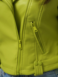 Kurtka skórzana damska ramoneska limonkowa OZONEE JS/11Z8130