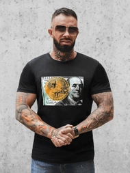 T-Shirt męski czarny OZONEE O/BL2260Z