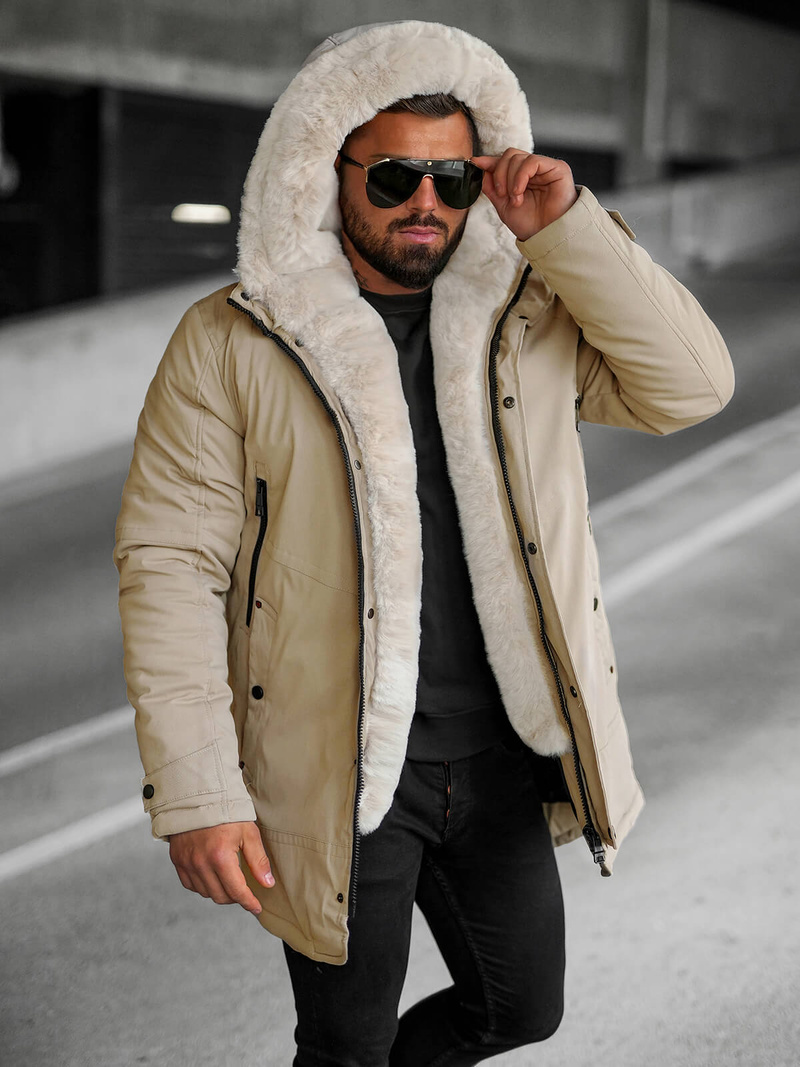 Kurtka zimowa męska beżowa OZONEE JS/22M319/62Z