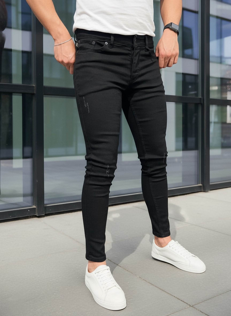 Spodnie jeansowe męskie slim fit czarne OZONEE DO/2820/1
