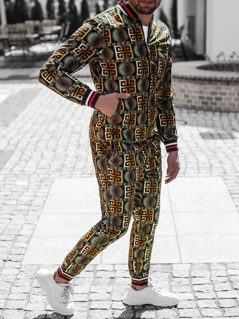 Komplet męski - kurtka I spodnie chino czarno-złoty OZONEE O/5553/21