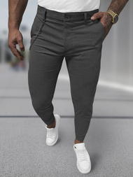 Spodnie męskie chino materiałowe grafitowe OZONEE DJ/3300