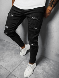 Spodnie jeansowe męskie czarne OZONEE O/TF061