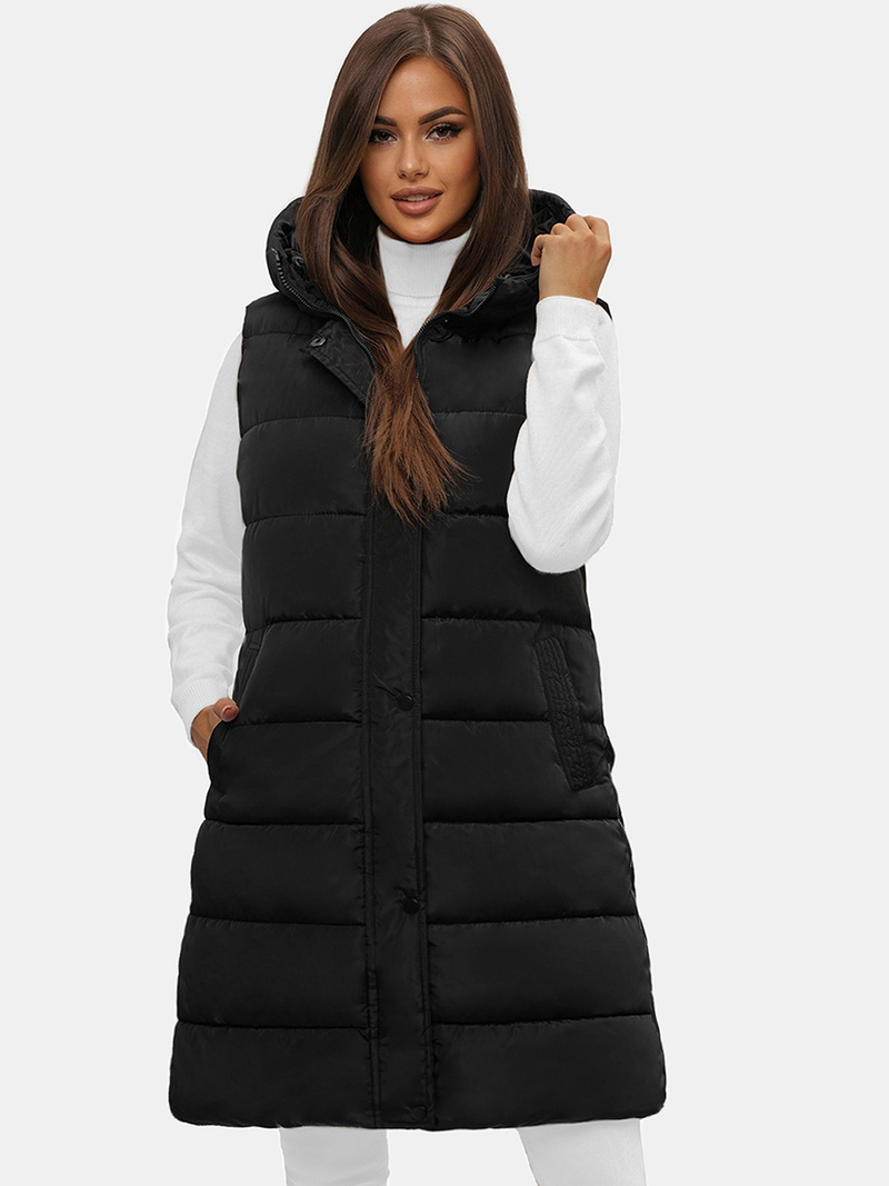 Стьобаний жіночий жилет чорний OZONEE O/81260