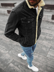 Kurtka męska jeans czarno-beżowa OZONEE BN/6630