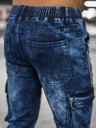 Spodnie jeansowe joggery męskie niebieskie OZONEE O/TF068Z