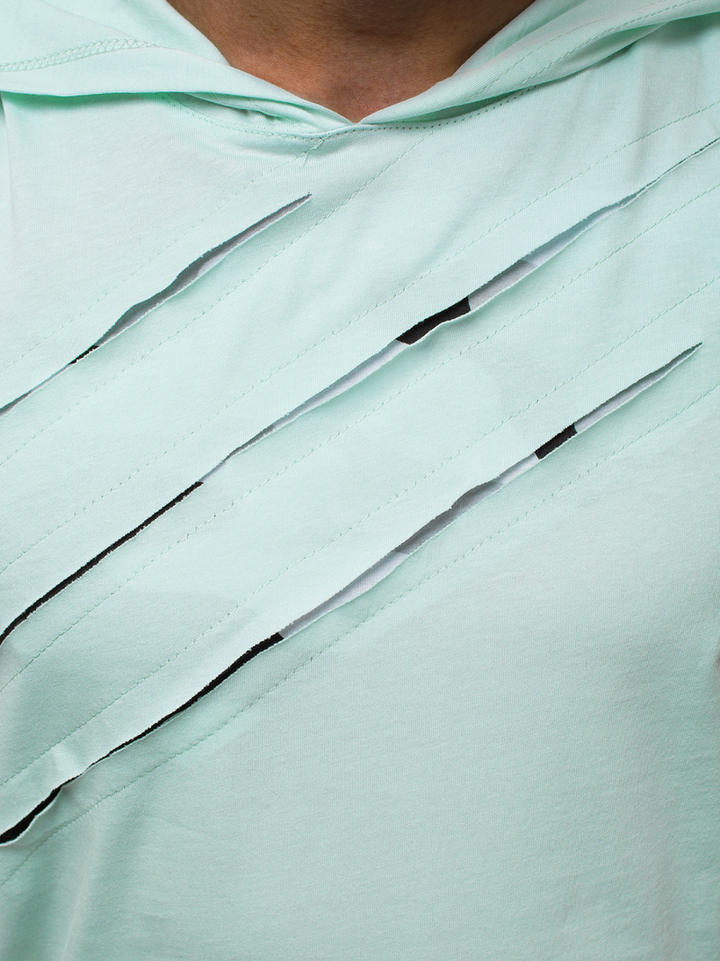 T-Shirt z kapturem męski miętowy OZONEE O/1254Z