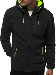 Kurtka softshell męska z kapturem czarna OZONEE JS/KS2183