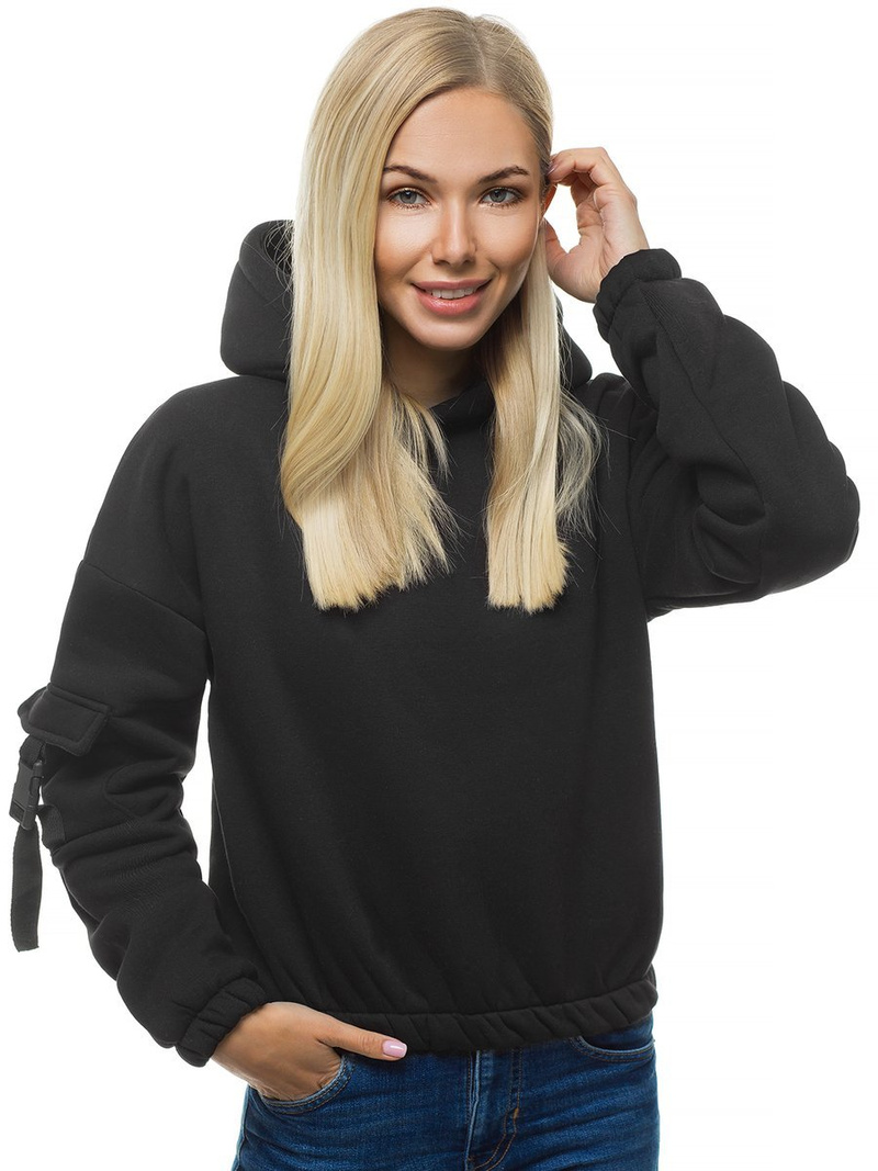 Bluza damska z kapturem czarna OZONEE O/12104