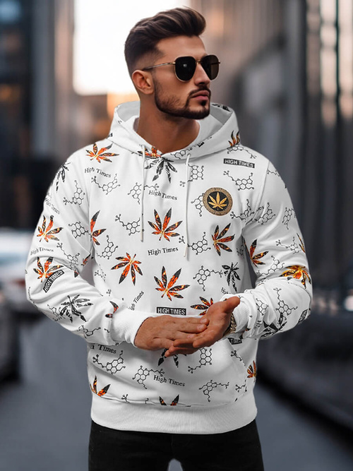 Bluza z kapturem męska biała OZONEE O/B266Z