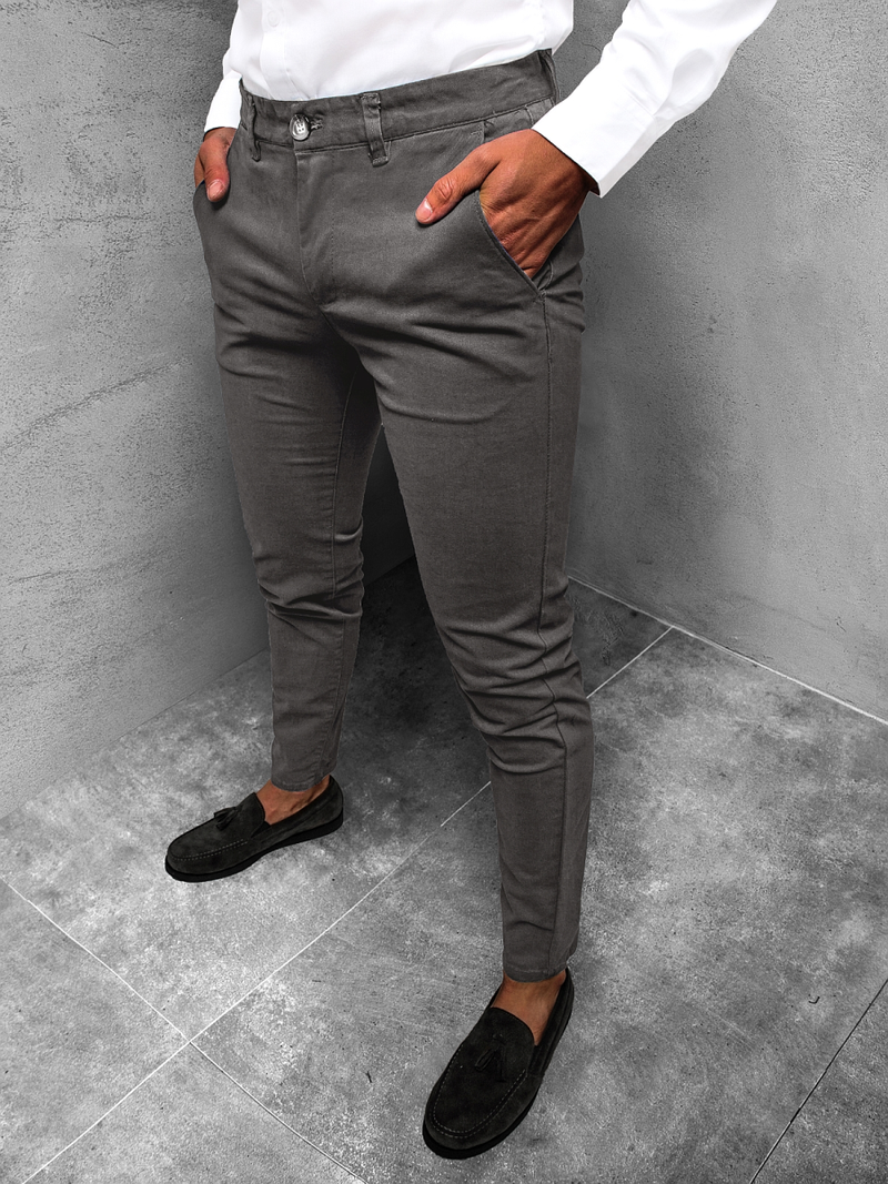 Spodnie chinosy męskie grafitowe OZONEE JB/JP1143/14