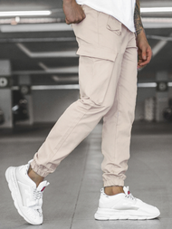 Spodnie męskie chino joggery ecru OZONEE MACH/5012