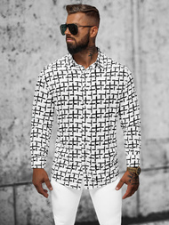 Koszula męska biało-czarna OZONEE E/9000/1Z