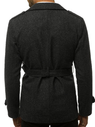 Płaszcz męski z pagonami ciemno-grafitowy OZONEE O/5627