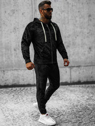 Komplet dresowy męski welurowy czarny OZONEE O/D8123/9153