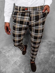 Spodnie męskie chino materiałowe czarno-beżowe OZONEE DJ/5593