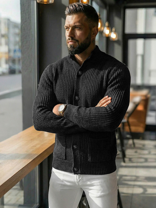 Sweter męski czarny OZONEE NB/MM6020/4Z