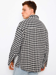 Koszula męska oversize w kratę czarno-biała OZONEE MACH/G809