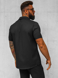 Koszula męska z krótkim rękawem czarna OZONEE O/Y971T