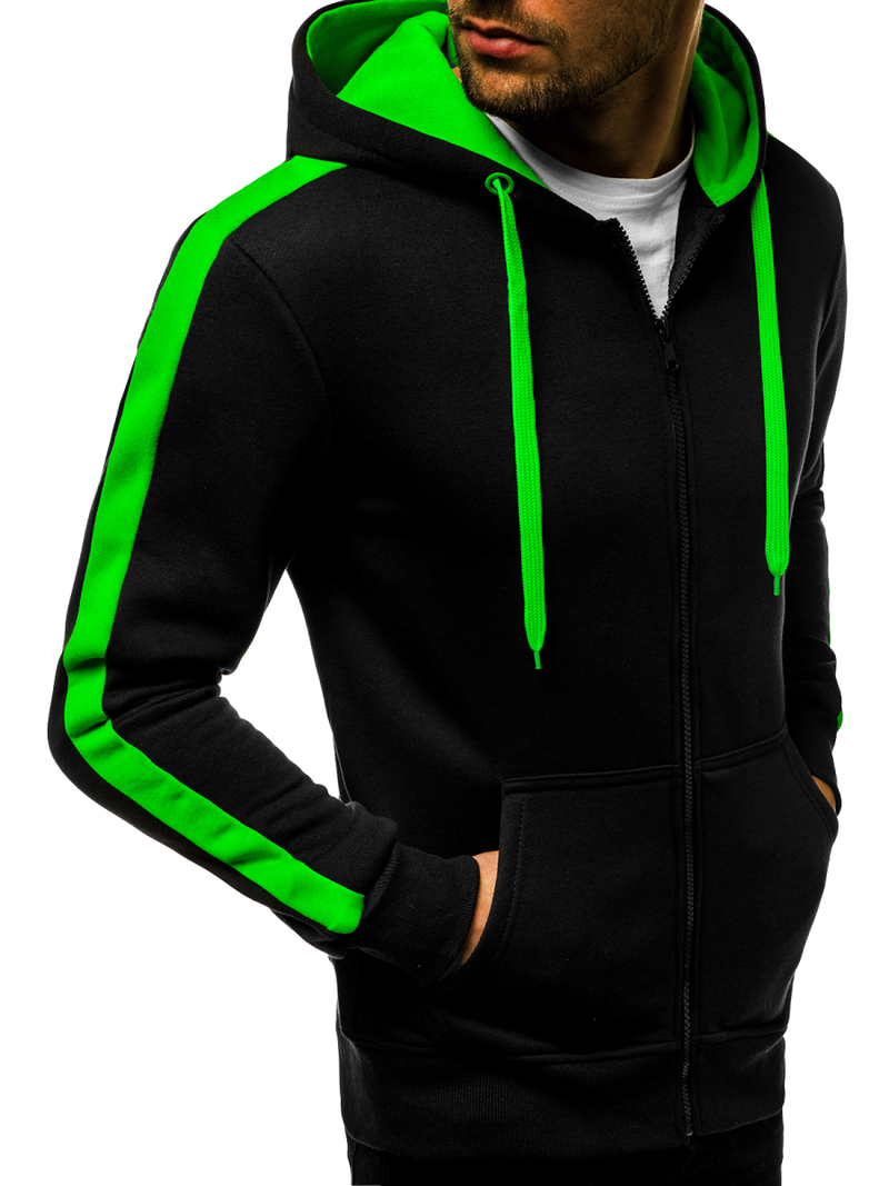 Bluza rozpinana męska czarno-zielona OZONEE JS/2015