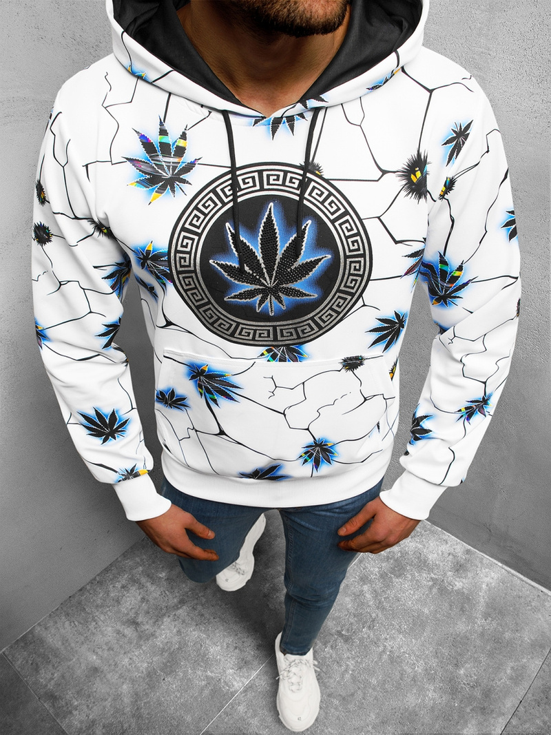 Bluza z kapturem męska biała OZONEE O/HM727Z