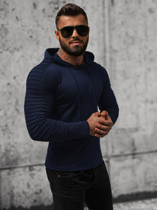 Longsleeve męski z kapturem granatowy OZONEE O/B258