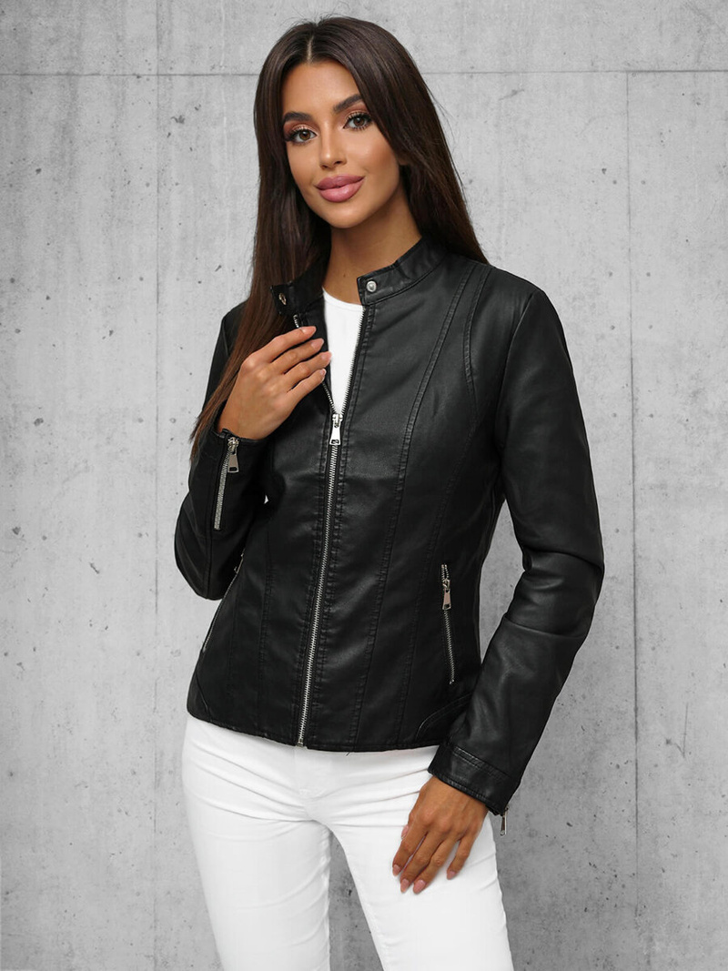 Kurtka skórzana damska czarna OZONEE JS/11Z8052Z