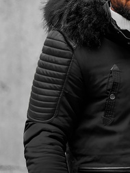 Kurtka zimowa męska z futerkiem czarna OZONEE O/88853