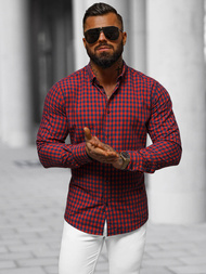 Koszula męska w kratę czerwona OZONEE O/V95