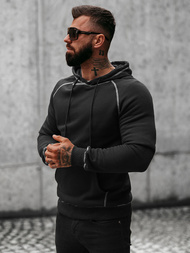 Bluza z kapturem męska czarna OZONEE O/8B152/3