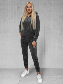 Komplet dresowy damski welurowy grafitowy OZONEE JS/8C1176/6