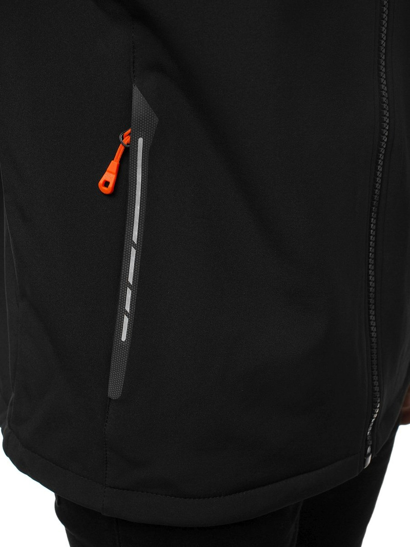 Kurtka softshell męska z kapturem czarno-pomarańczowa OZONEE GE/12268