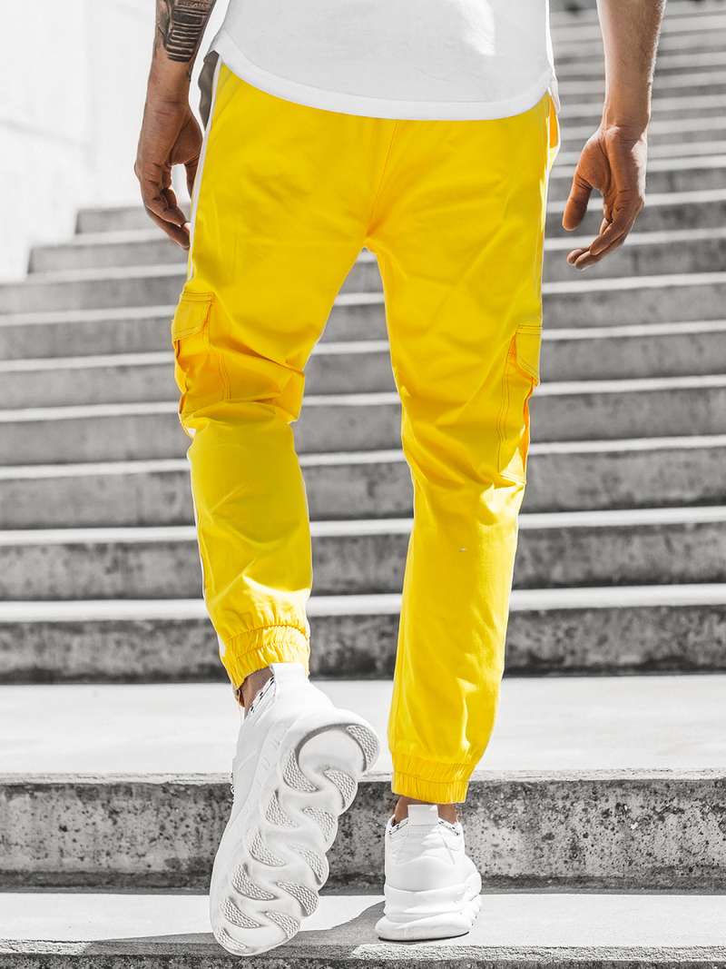 Spodnie męskie chino joggery żółte OZONEE DJ/5580