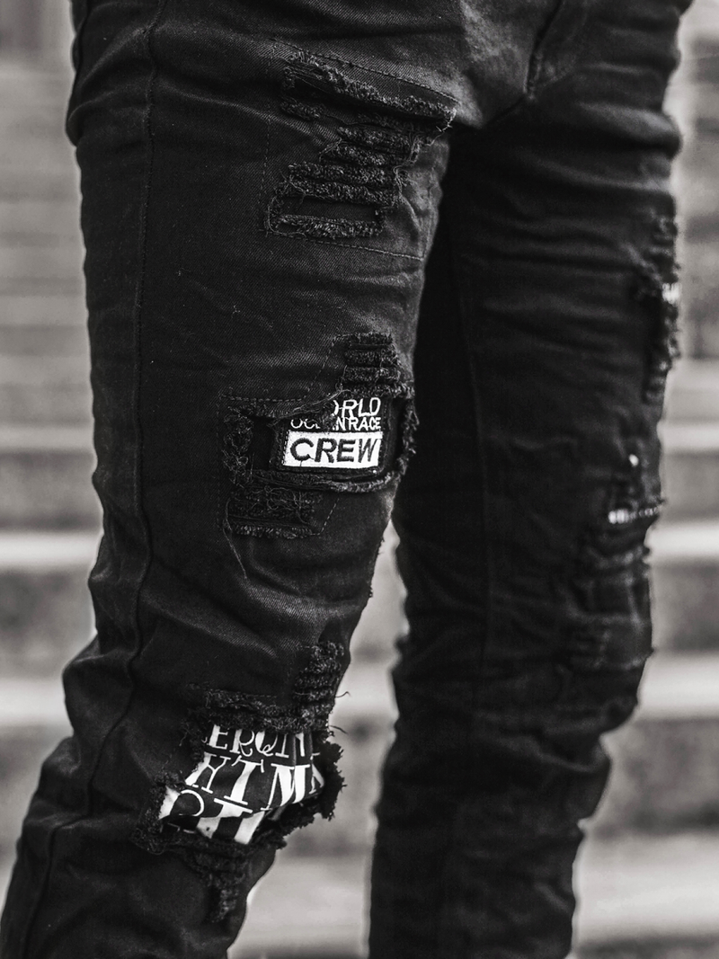 Spodnie męskie jeans czarne OZONEE V/19401