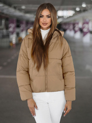 Kurtka zimowa damska pikowana jasno-beżowa OZONEE JS/16M9187/158Z